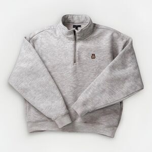 TEDDY FRESH Grey Heather 1/4 Zip Pullover XL  Unisex Sweatshirt EUC